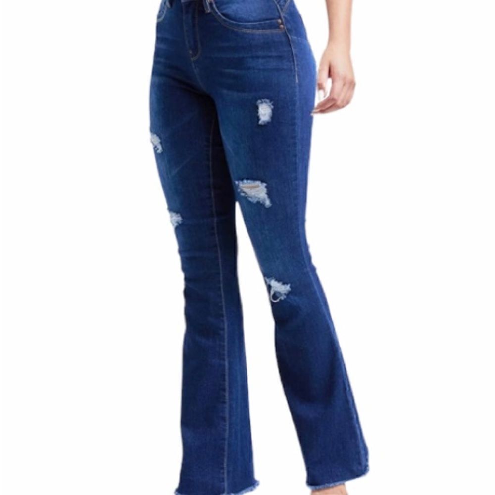 YMI High Rise Boot Cut Raw Hem Jeans Size 26